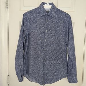 Calvin Klein Slim Fit Dress Shirt Men's 15" 32/33‎ Size M Blue/White